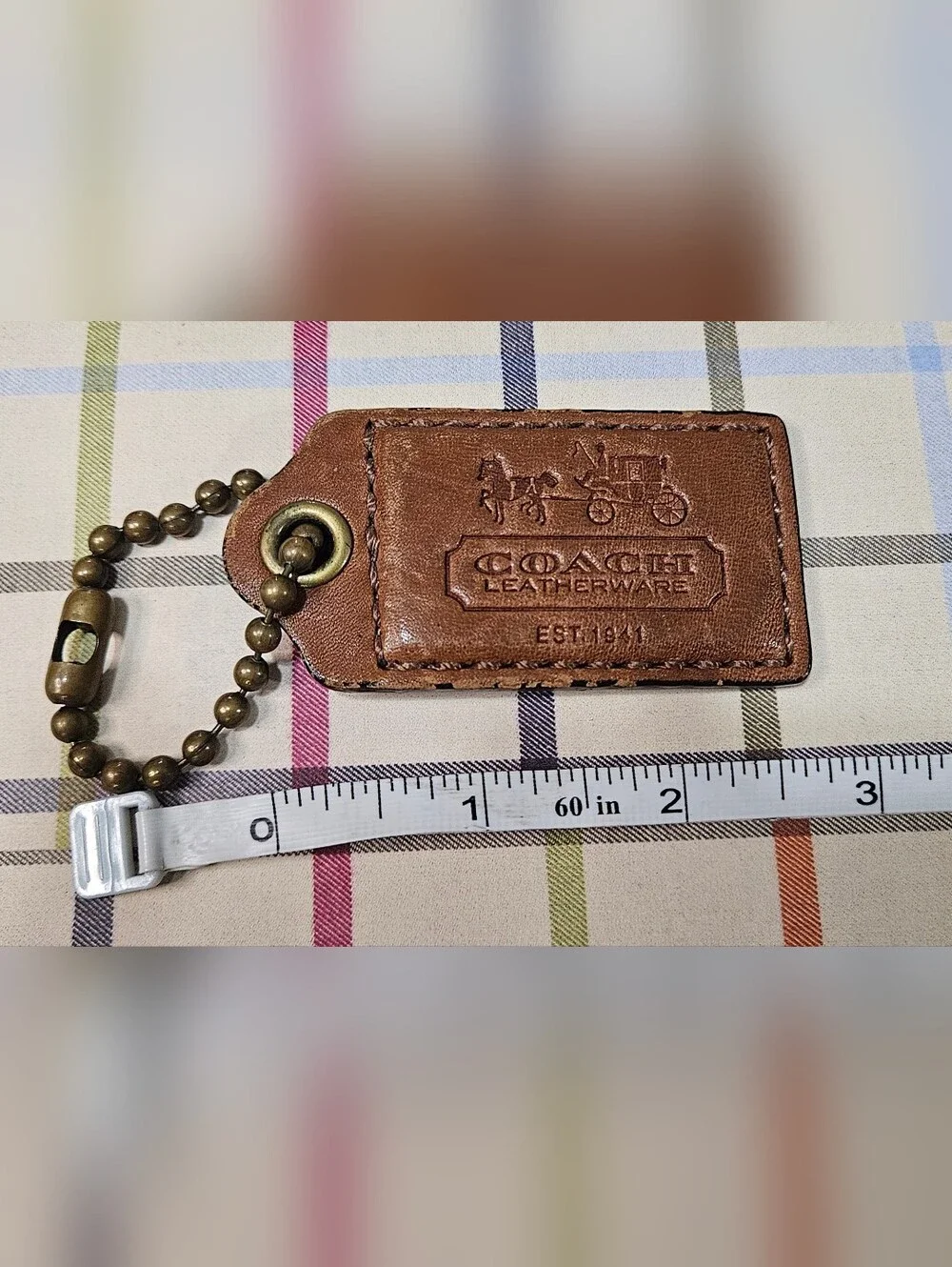 Coach BLEECKER LEATHERWARE Hangtag w/Large Brass Ballchain Cognac/Whiskey